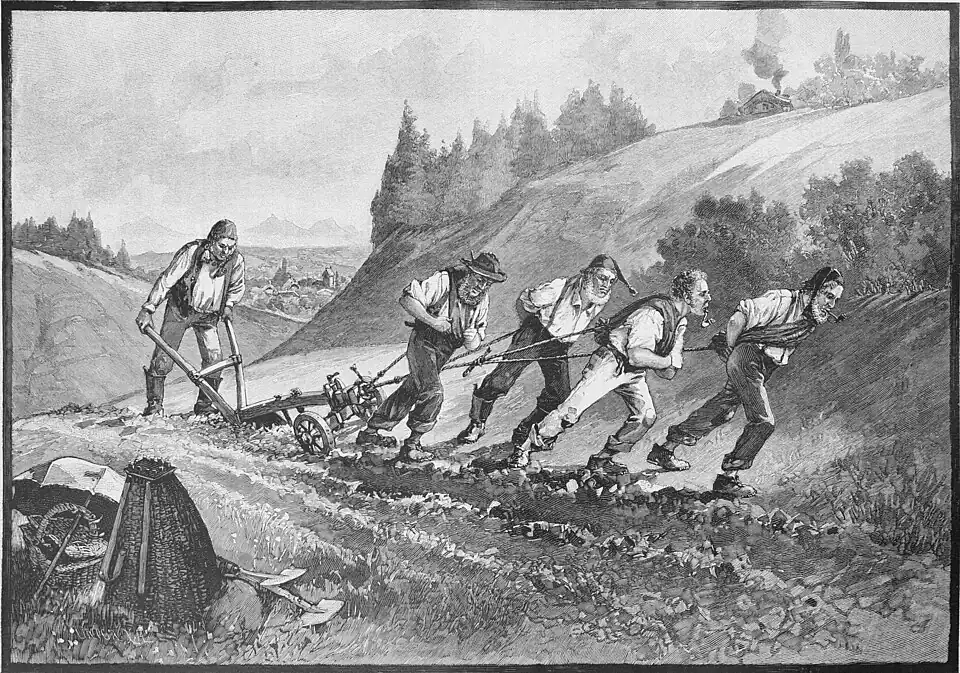 File:Die Gartenlaube (1896) b 0269.jpg (S) Ackerbestellung im Entlebuch in der Schweiz Nach einer Originalzeichnung von J. Weber