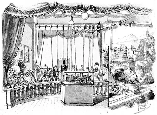 File:Die Gartenlaube (1896) b 0436_2.jpg Nürnberger Ausstellung: Ausstellung einer Nürnberger Fabrik mechanisch-optischer Lehrmittel und Spielwaren: Modell einer Lokomotive und des Oberbaus einer Eisenbahn. K. Zinn