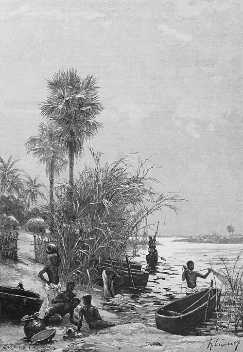 File:Die Gartenlaube (1896) b 0765.jpg (S) Am Togosee Nach einer Originalzeichnung von Franz Leuschner