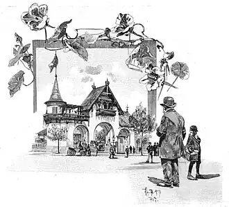 Die Gartenlaube (1897) b 380_1.jpg Der Eingang zur Hamburger Gartenbau-Ausstellung beim Holstenthor