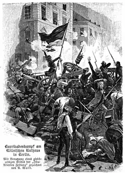 File:Die Gartenlaube (1898) b 0190_1.jpg Barrikadenkampf am Köllnischen Rathaus in Berlin Mit Benutzung eines gleichzeitigen Bildes der „Illustrierten Zeitung“ gezeichnet von A. Wald