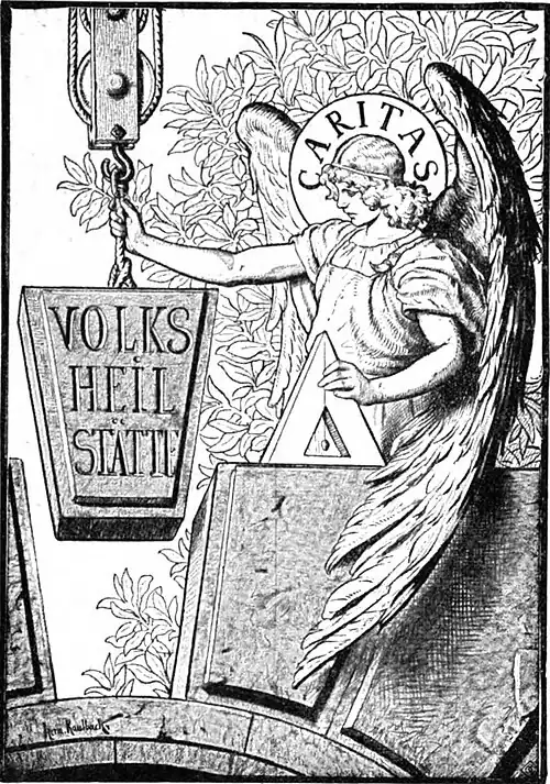 File:Die Gartenlaube (1898) b 0218.jpg Caritas vollendet den Bau der Volksheilstätte. Nach dem Entwurf von Hermann Kaulbach