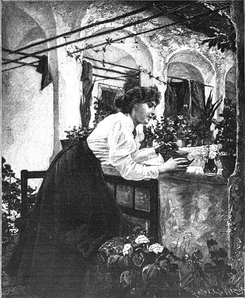 File:Die Gartenlaube (1898) b 0485.jpg Die Blumenfreundin Nach dem Gemälde von Louis Uhl