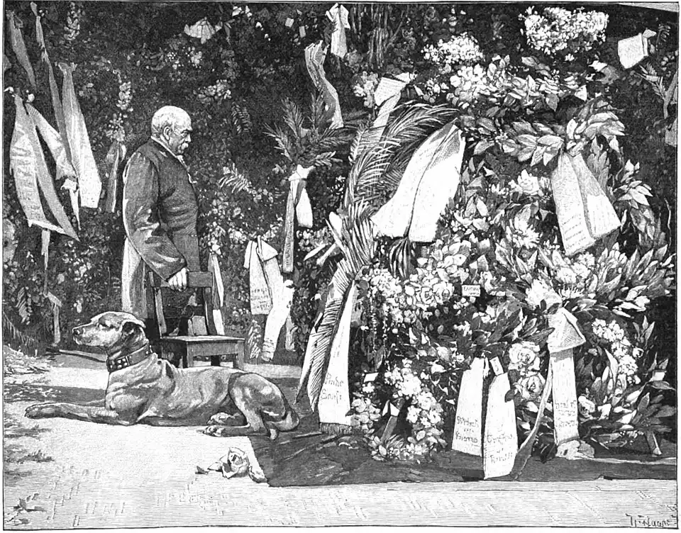 File:Die Gartenlaube (1898) b 0591_2.jpg Fürst Bismarck am Sarge seiner Frau in Varzin Nach einer Originalzeichnung von H. Haase