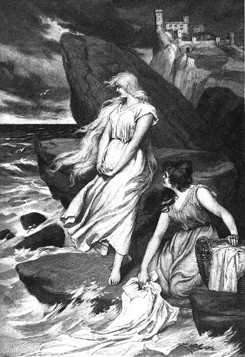 File:Die Gartenlaube (1899) b 0161.jpg (S) Gudrun am Meere Nach einer Originalzeichnung von Ferd. Leeke