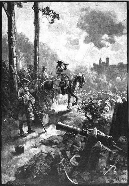 File:Die Gartenlaube (1899) b 0445.jpg (S) Prinz Eugen in der Schlacht bei Belgrad am 16. August 1717 Nach einer Originalzeichnung von G. Adolf Cloß