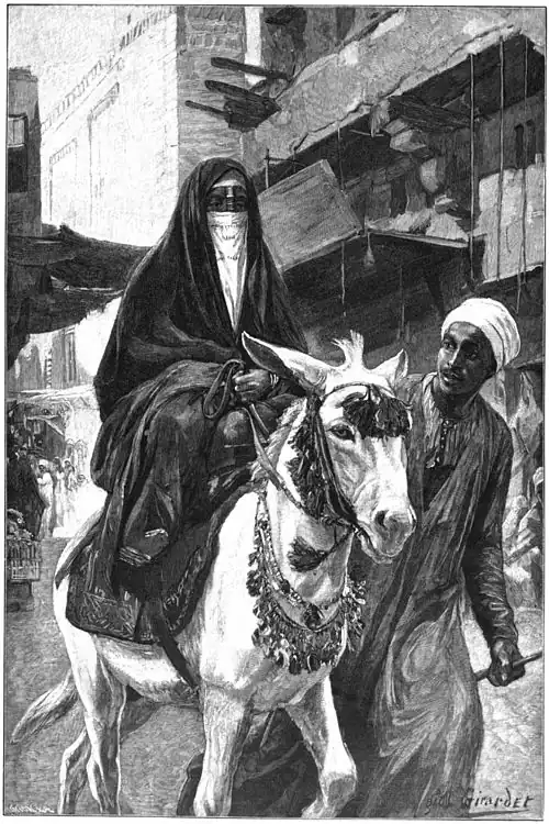 File:Die Gartenlaube (1899) b 0477.jpg (S) Eselsreiterin in Kairo Nach dem Gemälde von E. Girardet