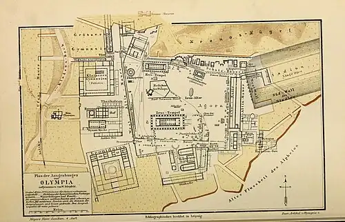 Plan der Ausgrabungen von Olympia