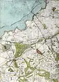 Wiebeking-Karte (auch Schmettausche Karte) mit Einzeichnung von Hohe Miele/Tannenkrug, Ende 18. Jahrhundert