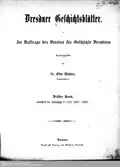 Dresdner Geschichtsblätter Dritter Band (1901 bis 1904)