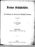 Dresdner Geschichtsblätter Fünfter Band (1909 bis 1912)