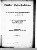 Dresdner Geschichtsblätter Siebenter Band (1917 bis 1920)