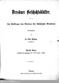 Dresdner Geschichtsblätter Vierter Band (1905 bis 1908)