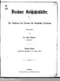 Dresdner Geschichtsblätter Zweiter Band (1892 bis 1900)