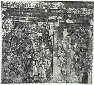 Indische Kunst: Wandgemälde aus Adschanta.