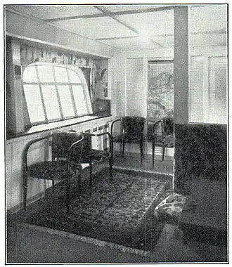 11. Fahrgast-Aufenthaltsraum im Luftschiff „Graf Zeppelin“.