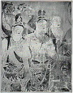 8. Japanisches Wandgemälde im Tempel Horyuji, Nara (2. Hälfte des 7. Jh.).