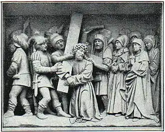 10. Adam Krafft: Dritte Station des „Schmerzensweges Christi“ in Nürnberg, Johannisfriedhof (vor 1490).
