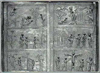3. Teil der Bronzetür des Doms in Hildesheim (11. Jh.).