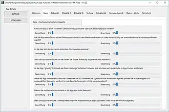 Eingabe der Gewichtung und Bewertung von Items im Entscheidungsunterstützungssystem mittels Schieberegler.