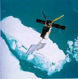 ERS-Satellit über der Antarktis (Fotomontage)