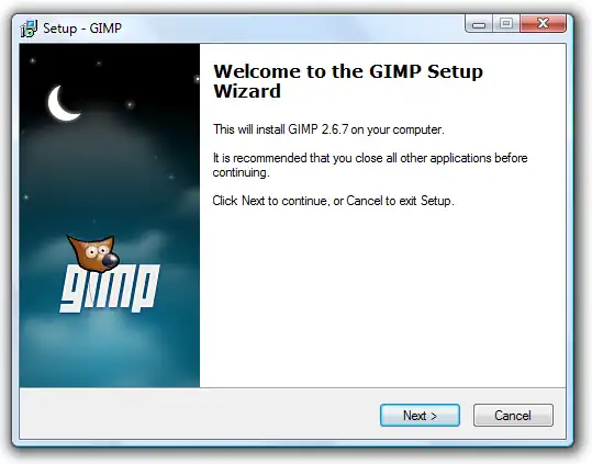 Dialog nach dem Starten der Installation