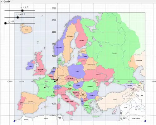 Screenshot der Modellierung im 2-dimensionalen Raum