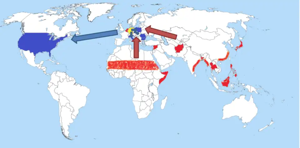 Weltkarte Ein-und Auswanderung