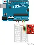 Accelerometer and Arduino were connected as indicated