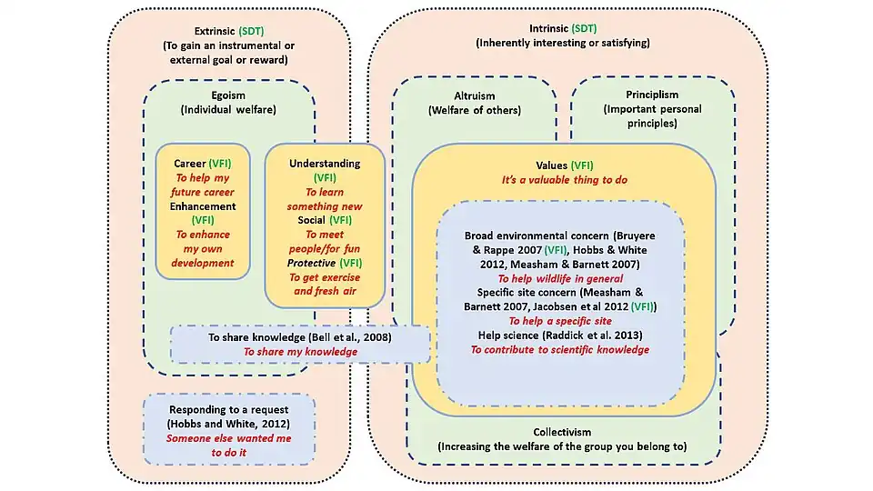 A figure showing the motivations categories as described by West et al (2021).