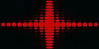 Computer simulation of diffraction by a rectangle. Remarkably, the height of the rectanglular hole is greater than its width.