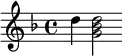 \language "english"    
\transpose c f  \relative c'' 
{\key c \major  a4 <d, f a>2 } 