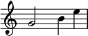 {
\override Score.TimeSignature
#'stencil = ##f
\override Score.SpacingSpanner.strict-note-spacing = ##t
\set Score.proportionalNotationDuration = #(ly:make-moment 1/4)
\time 4/4

{ 
\clef treble
g'2 b'4 e'' 
 
   }
}